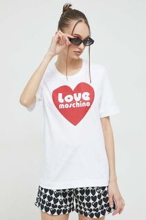 Хлопковая футболка Love Moschino, белый