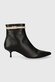 Кожаные ботильоны LEATHER POINTED BOOT Tommy Hilfiger, черный