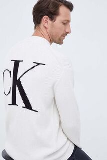 Хлопковый свитер Calvin Klein Jeans, бежевый