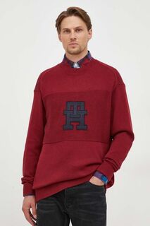 Хлопковый свитер Tommy Hilfiger, бордовый