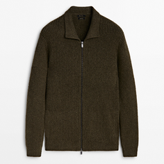 Кардиган Massimo Dutti Wool Blend Thick Knit With Zip, серый