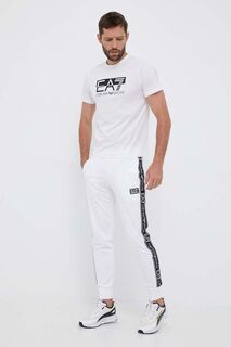 Хлопковые спортивные брюки EA7 Emporio Armani, белый