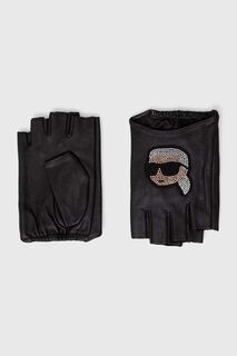 Кожаные варежки Karl Lagerfeld, черный