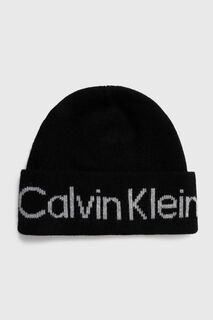 Шапка из смесовой шерсти Calvin Klein, черный