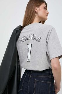 Хлопковая футболка Victoria Beckham, серый