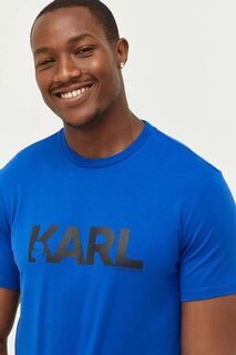 Хлопковая футболка Karl Lagerfeld, темно-синий