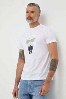 Хлопковая футболка 500251.755071 Karl Lagerfeld, белый