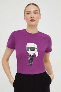 Хлопковая футболка Karl Lagerfeld, фиолетовый