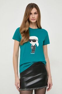 Хлопковая футболка Karl Lagerfeld, зеленый