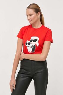 Хлопковая футболка Karl Lagerfeld, красный