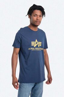 Хлопковая футболка Базовая футболка Alpha Industries, синий
