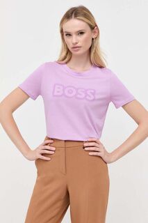 Хлопковая футболка BOSS ORANGE Boss, розовый