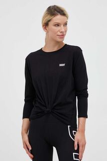 Хлопковая рубашка Dkny с длинными рукавами DKNY, черный