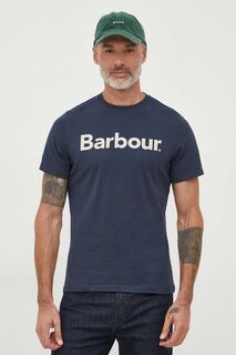 Футболка из хлопка Barbour, темно-синий