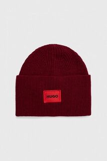 Шерстяная шапка HUGO Hugo, бордовый