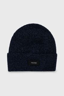 Шерстяная шапка Calvin Klein, темно-синий