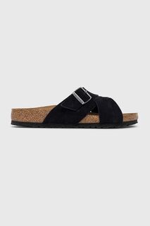 Замшевые шлепанцы LUGANO SFB Birkenstock, черный