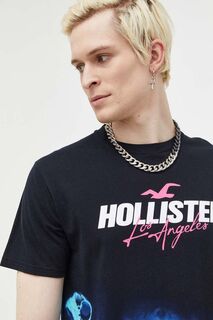 Компания Холлистер хлопковая футболка Hollister Co., черный