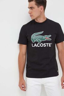 Хлопковая футболка Lacoste, черный