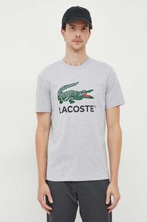 Хлопковая футболка Lacoste, серый