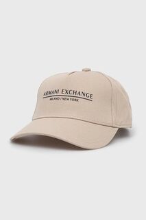 Хлопковая кепка Armani Exchange, бежевый