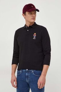 Хлопковая рубашка с длинными рукавами Polo Ralph Lauren, черный