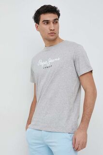 Хлопковая футболка Eggo Pepe Jeans, серый