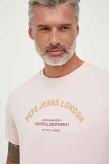 Хлопковая футболка Waddon Pepe Jeans, розовый