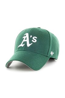 Кепка из смесовой шерсти MLB Oakland Athletics 47brand, зеленый