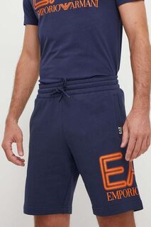 Хлопковые шорты EA7 Emporio Armani, темно-синий