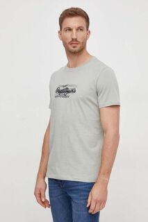 Хлопковая футболка Castle Pepe Jeans, зеленый