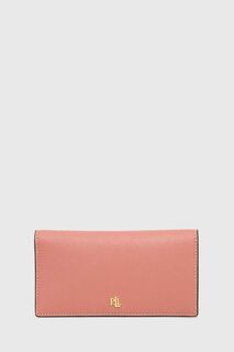 Кожаный кошелек Lauren Ralph Lauren, розовый