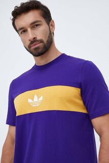 Хлопковая футболка adidas Originals, фиолетовый