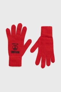 Шерстяные перчатки Moschino, красный