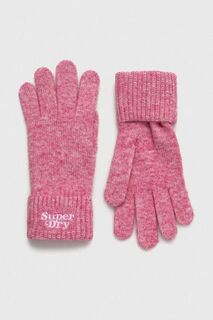 Перчатки из смесовой шерсти Superdry, розовый