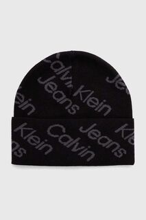 Хлопковая шапка Calvin Klein Jeans, черный