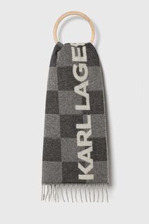 Шерстяной шарф Карла Лагерфельда Karl Lagerfeld, серый