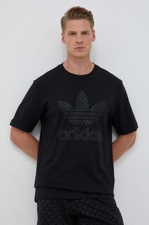 Хлопковая футболка adidas Originals, черный