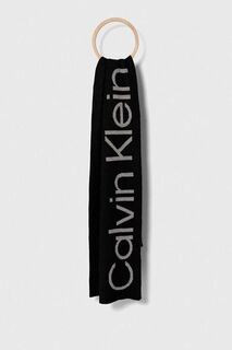 Шарф из смесовой шерсти Calvin Klein, черный