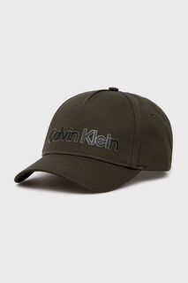 Хлопковая шапка Calvin Klein, зеленый