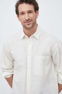 Рубашка из смесового льна Calvin Klein, бежевый
