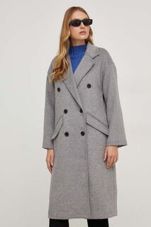 Пальто из шерсти Answear Lab, серый