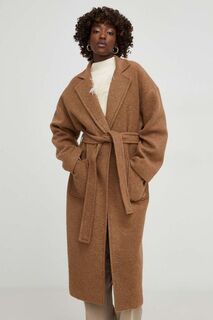 Пальто из шерсти Answear Lab, коричневый