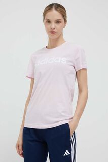 Футболка Adidas из хлопка adidas, розовый