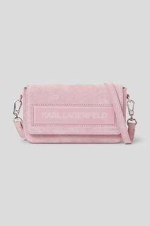 Кожаная сумка ICON K SM FLAP SHB SUEDE Karl Lagerfeld, розовый
