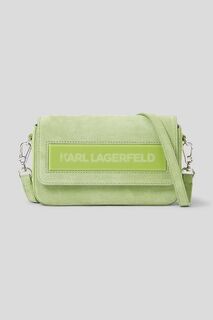Кожаная сумка ICON K SM FLAP SHB SUEDE Karl Lagerfeld, зеленый