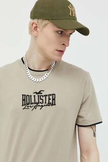 Компания Холлистер хлопковая футболка Hollister Co., бежевый