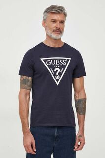 Футболка из хлопка Guess, темно-синий