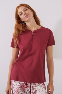 Женская хлопковая пижамная футболка Secret Mix &amp; Match women&apos;secret, бордовый Women'secret