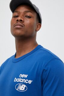 Хлопковая футболка New Balance, синий